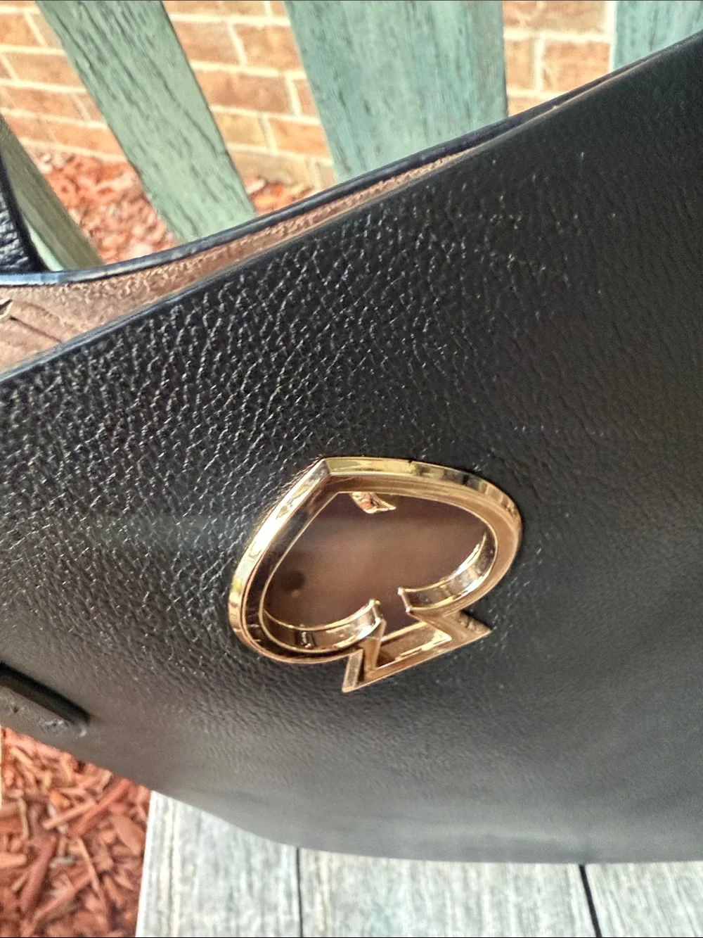 Kate Spade ♠️ Black Pebble grain Suzy Large North South Tote bag w/gold emblem